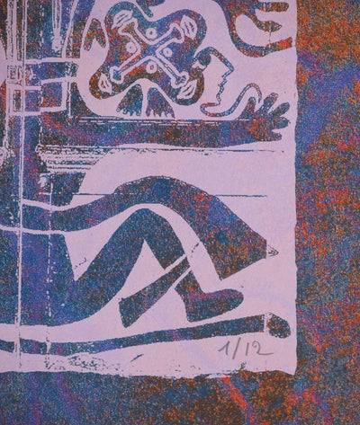 Yvon TAILLANDIER : Totem intérieur en violet clair coloré, Sérigraphie originale (photo de détail 4) - Crédit photo : Galerie Art.Paris