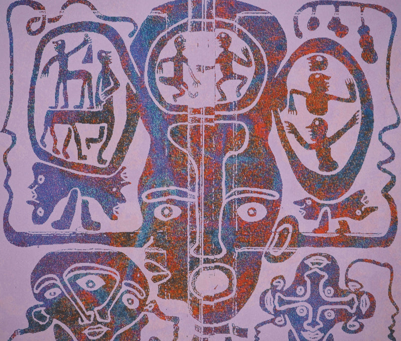 Yvon TAILLANDIER : Totem intérieur en violet clair coloré, Sérigraphie originale (photo de détail 5) - Crédit photo : Galerie Art.Paris