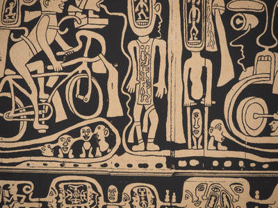 Yvon TAILLANDIER : L'ambassade du Taillandier-Land en noir sur papier brun, Sérigraphie originale (photo de détail 5) - Crédit photo : Galerie Art.Paris