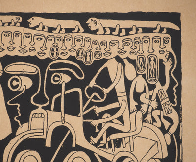 Yvon TAILLANDIER : L'ambassade du Taillandier-Land en noir sur papier brun, Sérigraphie originale (photo de détail 6) - Crédit photo : Galerie Art.Paris