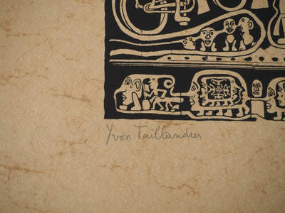 Yvon TAILLANDIER : L'ambassade du Taillandier-Land en noir sur papier jaune, Sérigraphie originale (photo de détail 2) - Crédit photo : Galerie Art.Paris