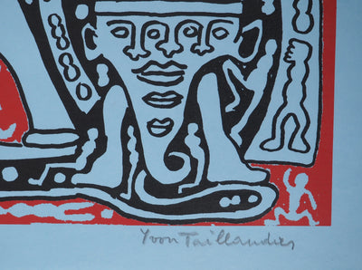 Yvon TAILLANDIER : Le Catitipède de Paris rouge sur bleu, Sérigraphie originale (photo de détail 2) - Crédit photo : Galerie Art.Paris