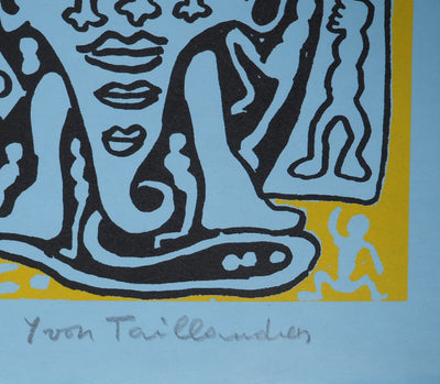 Yvon TAILLANDIER : Le Catitipède de Paris jaune sur bleu, Sérigraphie originale (photo de détail 2) - Crédit photo : Galerie Art.Paris