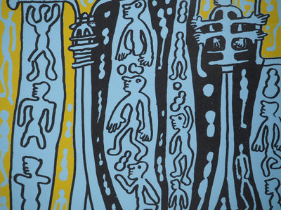 Yvon TAILLANDIER : Le Catitipède de Paris jaune sur bleu, Sérigraphie originale (photo de détail 4) - Crédit photo : Galerie Art.Paris