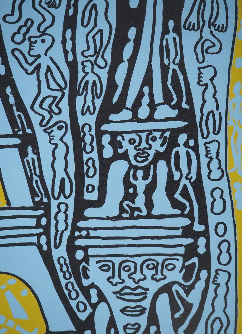 Yvon TAILLANDIER : Le Catitipède de Paris jaune sur bleu, Sérigraphie originale (photo de détail 6) - Crédit photo : Galerie Art.Paris