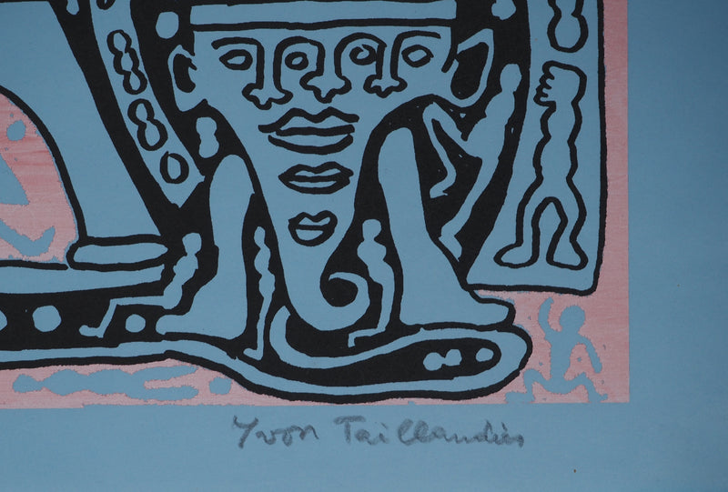 Yvon TAILLANDIER : Le Catitipède de Paris rouge sur bleu, Sérigraphie originale (photo de détail 4) - Crédit photo : Galerie Art.Paris