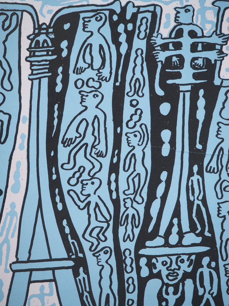 Yvon TAILLANDIER : Le Catitipède de Paris rose clair sur bleu, Sérigraphie originale (photo de détail 4) - Crédit photo : Galerie Art.Paris