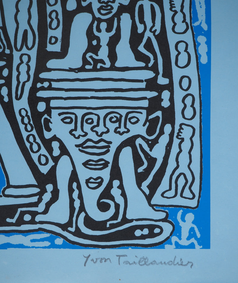 Yvon TAILLANDIER : Le Catitipède de Paris bleu sur bleu, Sérigraphie originale (photo de détail 2) - Crédit photo : Galerie Art.Paris