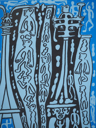 Yvon TAILLANDIER : Le Catitipède de Paris bleu sur bleu, Sérigraphie originale (photo de détail 4) - Crédit photo : Galerie Art.Paris