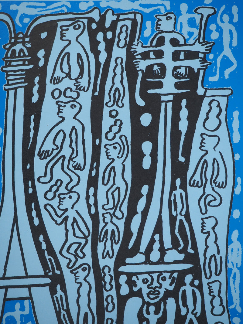 Yvon TAILLANDIER : Le Catitipède de Paris bleu sur bleu, Sérigraphie originale (photo de détail 4) - Crédit photo : Galerie Art.Paris