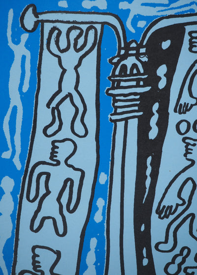 Yvon TAILLANDIER : Le Catitipède de Paris bleu sur bleu, Sérigraphie originale (photo de détail 6) - Crédit photo : Galerie Art.Paris