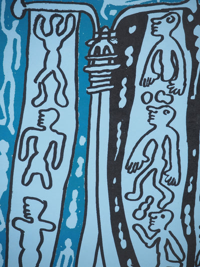 Yvon TAILLANDIER : Le Catitipède de Paris bleu foncé sur bleu, Sérigraphie originale (photo de détail 5) - Crédit photo : Galerie Art.Paris