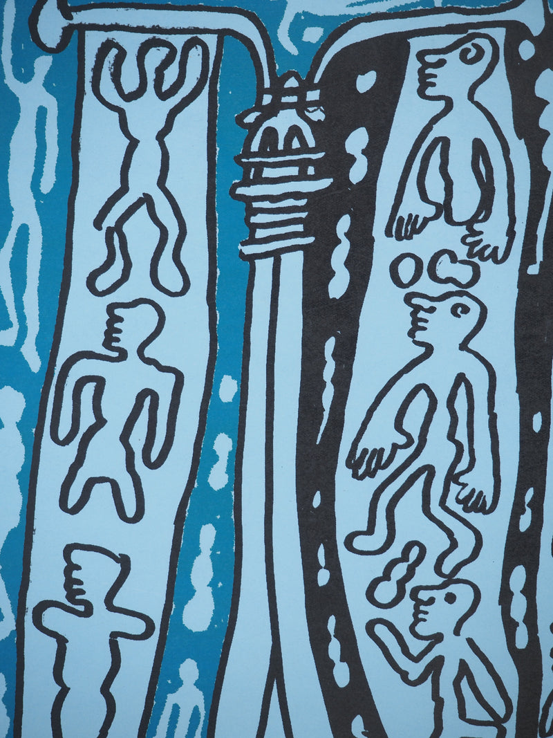 Yvon TAILLANDIER : Le Catitipède de Paris bleu foncé sur bleu, Sérigraphie originale (photo de détail 5) - Crédit photo : Galerie Art.Paris