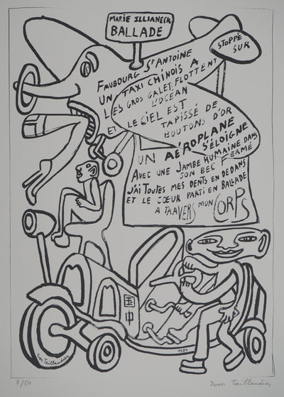 Yvon TAILLANDIER : L'aéroplane, Sérigraphie originale (photo de détail 3) - Crédit photo : Galerie Art.Paris