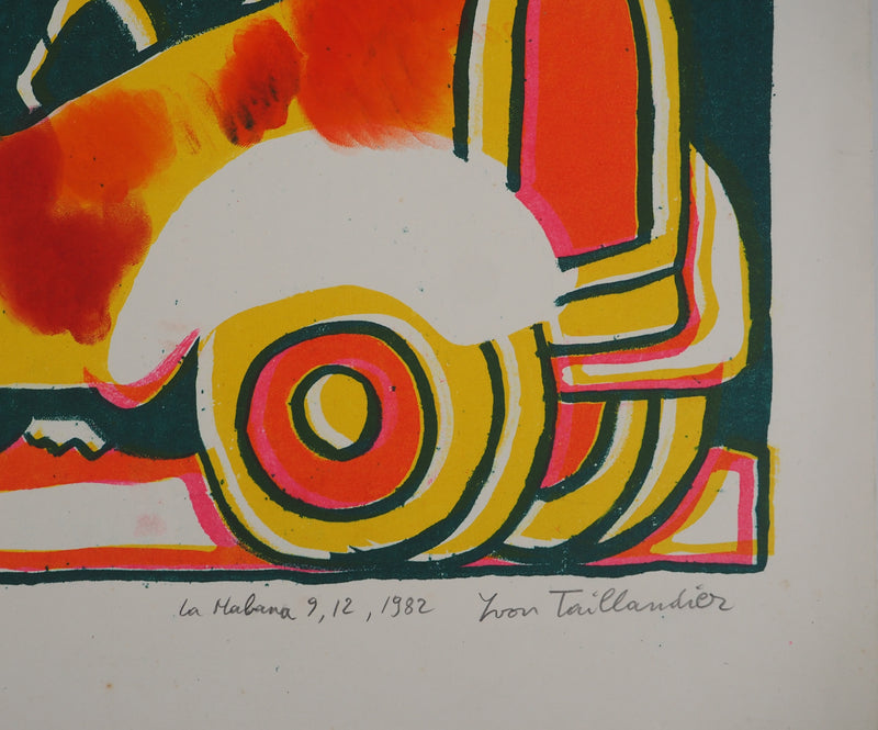 Yvon TAILLANDIER : Le voyageur, La Havane II, Sérigraphie originale (photo de détail 2) - Crédit photo : Galerie Art.Paris
