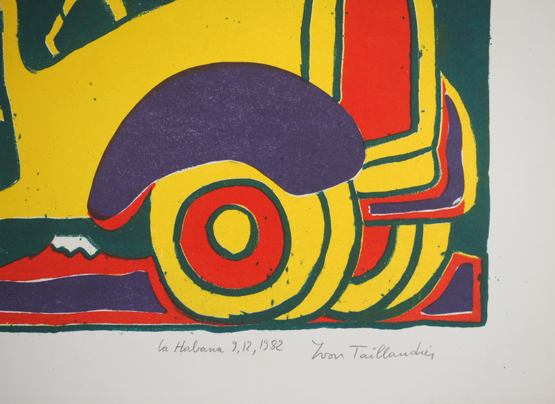Yvon TAILLANDIER : Le voyageur, La Havane, Sérigraphie originale (photo de détail 2) - Crédit photo : Galerie Art.Paris