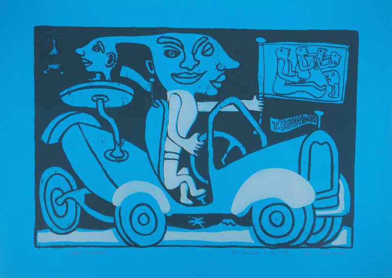 Yvon TAILLANDIER : Le voyageur, La Havane en bleu, Sérigraphie originale (vue générale) - Crédit photo : Galerie Art.Paris