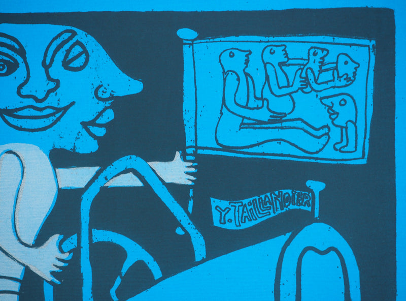 Yvon TAILLANDIER : Le voyageur, La Havane en bleu, Sérigraphie originale (photo de détail 4) - Crédit photo : Galerie Art.Paris