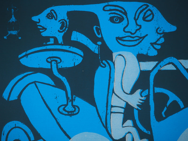 Yvon TAILLANDIER : Le voyageur, La Havane en bleu, Sérigraphie originale (photo de détail 5) - Crédit photo : Galerie Art.Paris