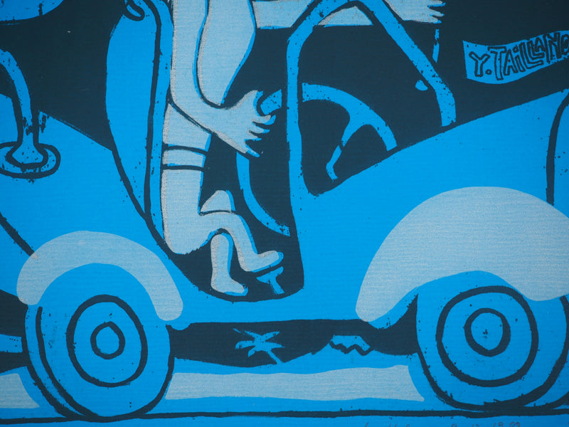 Yvon TAILLANDIER : Le voyageur, La Havane en bleu, Sérigraphie originale (photo de détail 6) - Crédit photo : Galerie Art.Paris