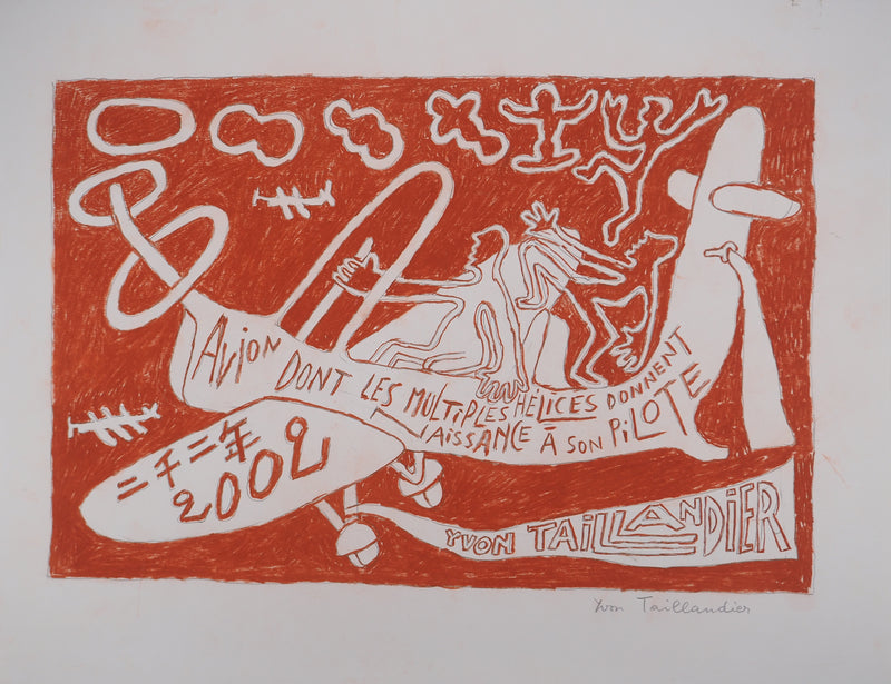 Yvon TAILLANDIER : Le pilote aux hélices, Dessin original (vue générale) - Crédit photo : Galerie Art.Paris