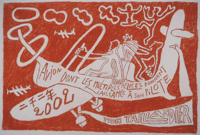 Yvon TAILLANDIER : Le pilote aux hélices, Dessin original (photo de détail 3) - Crédit photo : Galerie Art.Paris