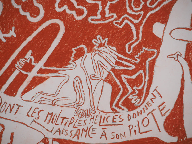 Yvon TAILLANDIER : Le pilote aux hélices, Dessin original (photo de détail 6) - Crédit photo : Galerie Art.Paris