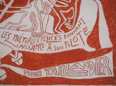 Yvon TAILLANDIER : Le pilote aux hélices, Dessin original (photo de détail 7) - Crédit photo : Galerie Art.Paris