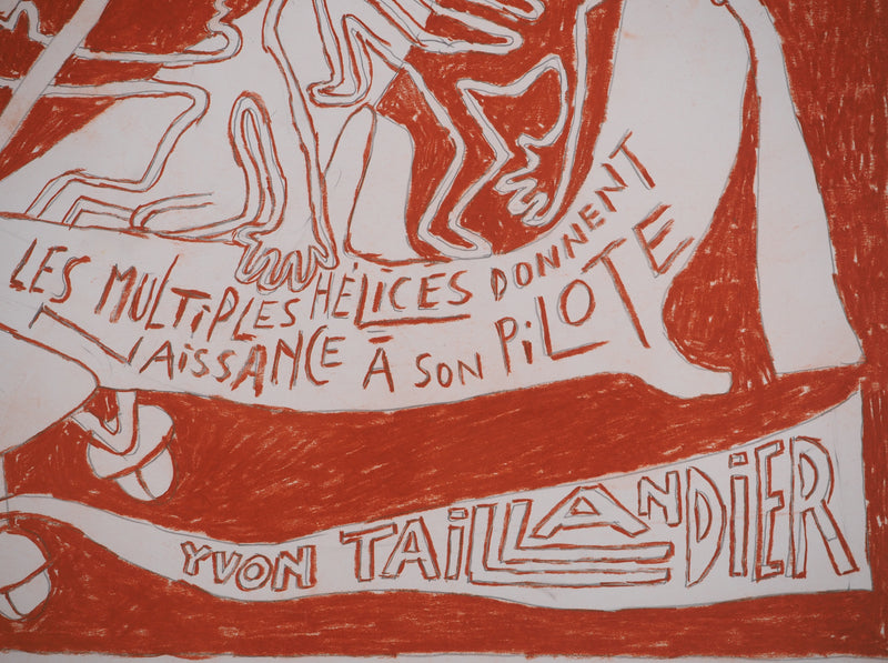 Yvon TAILLANDIER : Le pilote aux hélices, Dessin original (photo de détail 7) - Crédit photo : Galerie Art.Paris