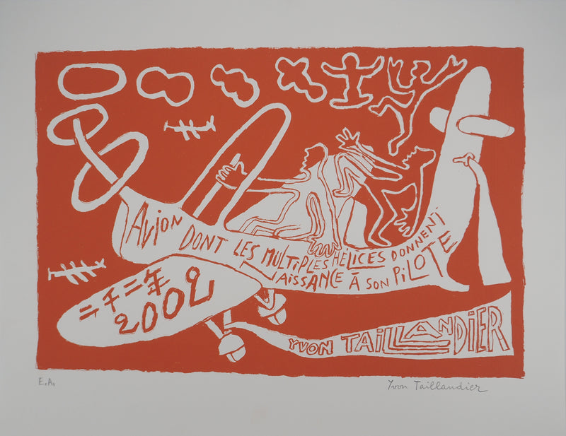 Yvon TAILLANDIER : Le pilote aux hélices EA, Sérigraphie originale (vue générale) - Crédit photo : Galerie Art.Paris