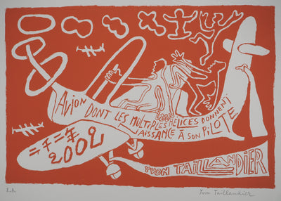 Yvon TAILLANDIER : Le pilote aux hélices EA, Sérigraphie originale (photo de détail 3) - Crédit photo : Galerie Art.Paris