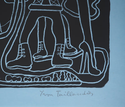 Yvon TAILLANDIER : La parisienne en noir sur bleu EA, Sérigraphie originale (photo de détail 2) - Crédit photo : Galerie Art.Paris