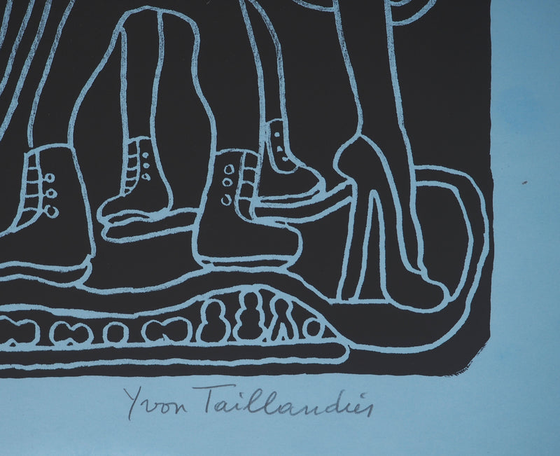 Yvon TAILLANDIER : La parisienne en noir sur bleu, Sérigraphie originale (photo de détail 2) - Crédit photo : Galerie Art.Paris