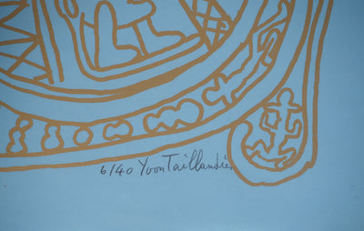 Yvon TAILLANDIER : Paris : La Tour Eiffel en doré sur bleu II, Sérigraphie originale (photo de détail 2) - Crédit photo : Galerie Art.Paris