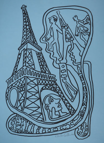 Yvon TAILLANDIER : Paris : La Tour Eiffel en noir sur bleu II, Sérigraphie originale (photo de détail 3) - Crédit photo : Galerie Art.Paris
