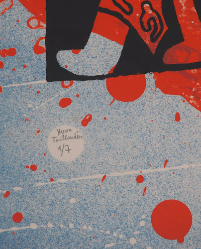 Yvon TAILLANDIER : Le Catitipède rouge sur bleu, Sérigraphie originale (photo de détail 3) - Crédit photo : Galerie Art.Paris