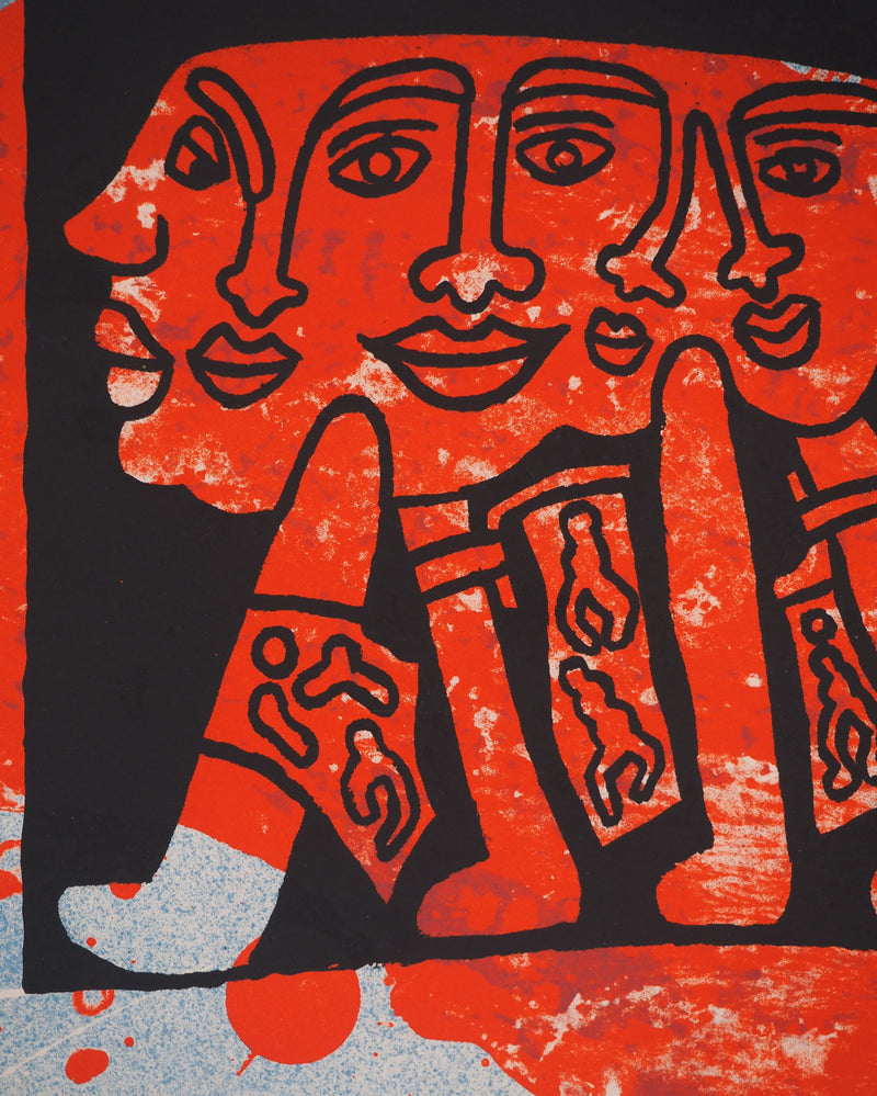 Yvon TAILLANDIER : Le Catitipède rouge sur bleu, Sérigraphie originale (photo de détail 5) - Crédit photo : Galerie Art.Paris
