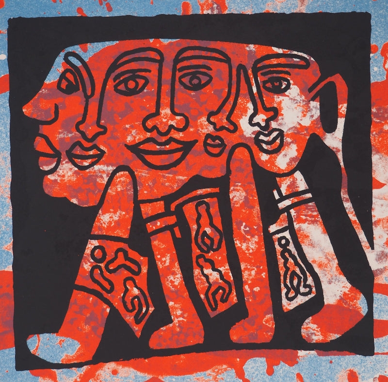 Yvon TAILLANDIER : Le Catitipède rouge sur bleu II, Sérigraphie originale (photo de détail 2) - Crédit photo : Galerie Art.Paris