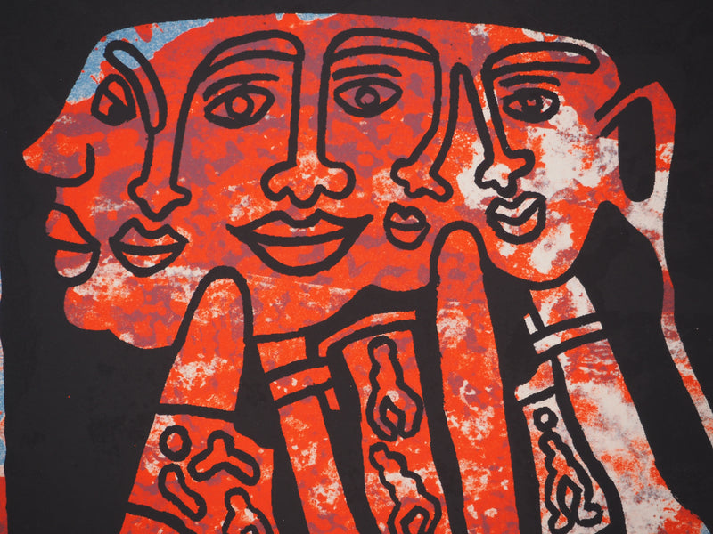 Yvon TAILLANDIER : Le Catitipède rouge sur bleu II, Sérigraphie originale (photo de détail 4) - Crédit photo : Galerie Art.Paris