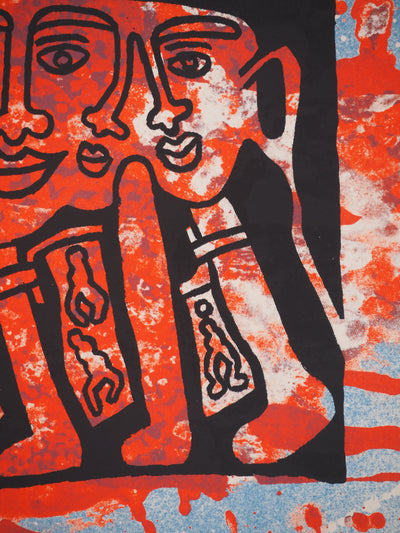 Yvon TAILLANDIER : Le Catitipède rouge sur bleu II, Sérigraphie originale (photo de détail 5) - Crédit photo : Galerie Art.Paris