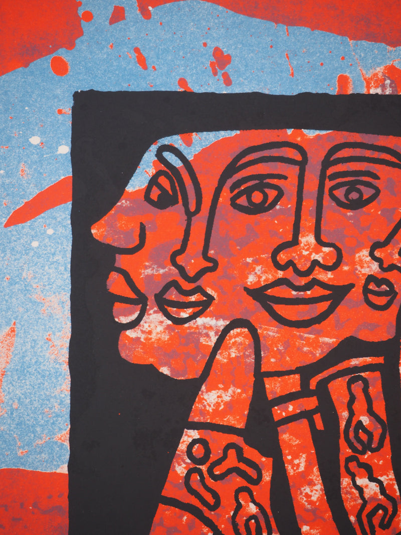 Yvon TAILLANDIER : Le Catitipède rouge sur bleu II, Sérigraphie originale (photo de détail 6) - Crédit photo : Galerie Art.Paris