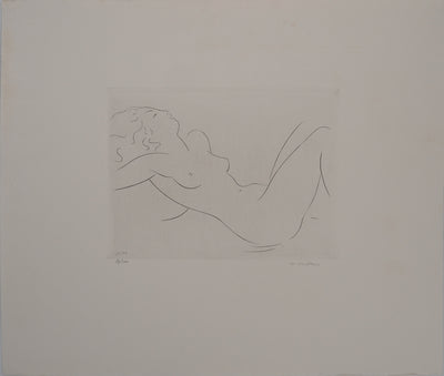 Jacques VAN MELKEBEKE :  Femme nue allongée, Gravure originale (vue générale) - Crédit photo : Galerie Art.Paris