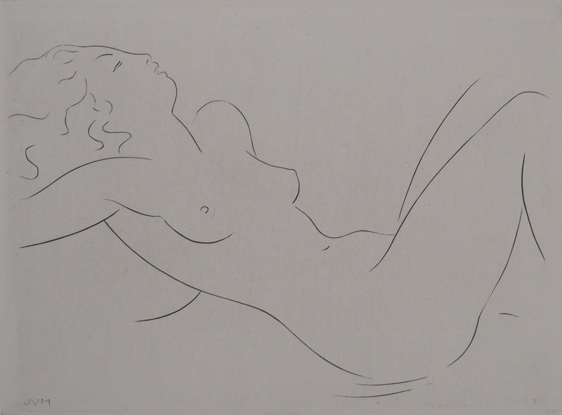 Jacques VAN MELKEBEKE :  Femme nue allongée, Gravure originale (photo de détail 3) - Crédit photo : Galerie Art.Paris