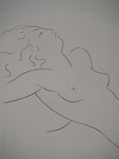 Jacques VAN MELKEBEKE :  Femme nue allongée, Gravure originale (photo de détail 4) - Crédit photo : Galerie Art.Paris