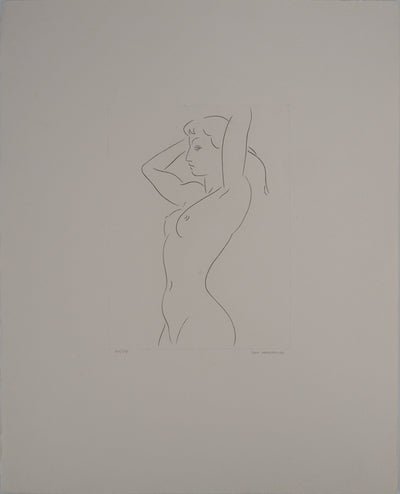 Jacques VAN MELKEBEKE : Nu féminin debout, Gravure originale (vue générale) - Crédit photo : Galerie Art.Paris