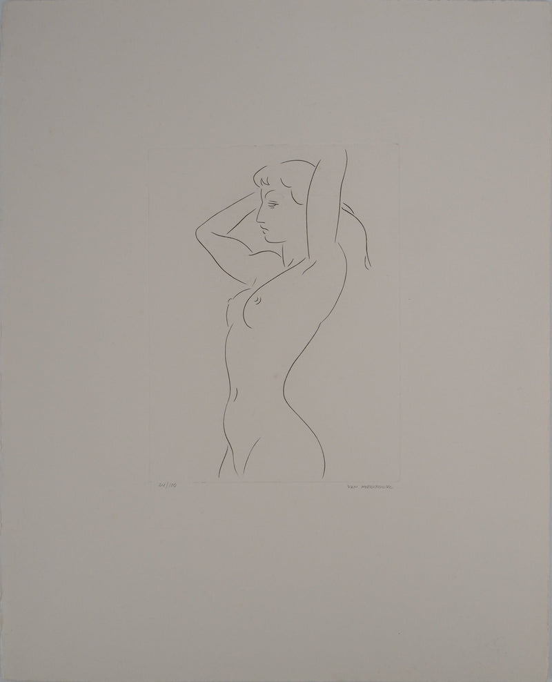 Jacques VAN MELKEBEKE : Nu féminin debout, Gravure originale (vue générale) - Crédit photo : Galerie Art.Paris