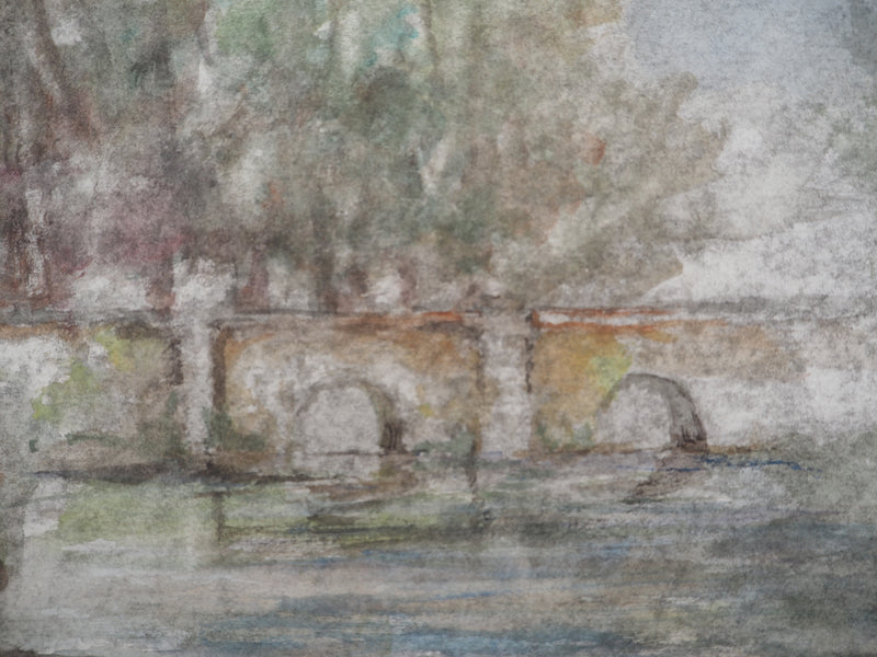 Gilbert PASTOR : Pont à voûte sous le brouillard, Aquarelle originale (photo de détail 3) - Crédit photo : Galerie Art.Paris