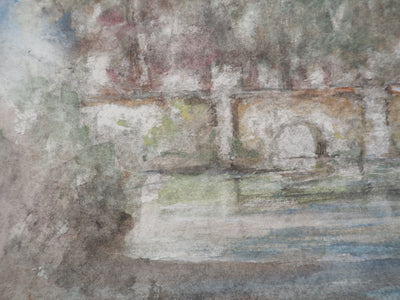 Gilbert PASTOR : Pont à voûte sous le brouillard, Aquarelle originale (photo de détail 5) - Crédit photo : Galerie Art.Paris