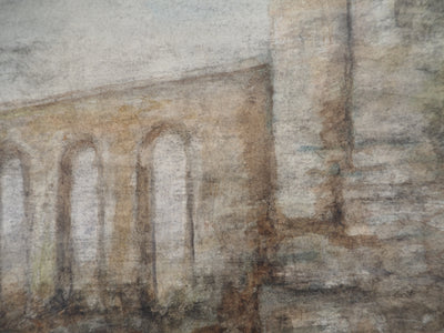 Gilbert PASTOR : Vue sur un aqueduc sous le brouillard, Aquarelle originale (photo de détail 5) - Crédit photo : Galerie Art.Paris