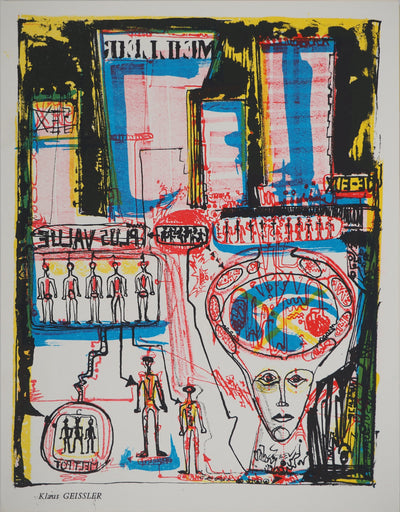 Klaus GEISLER : Hommage à 1984, George Orwel, Lithographie originale (vue générale) - Crédit photo : Galerie Art.Paris